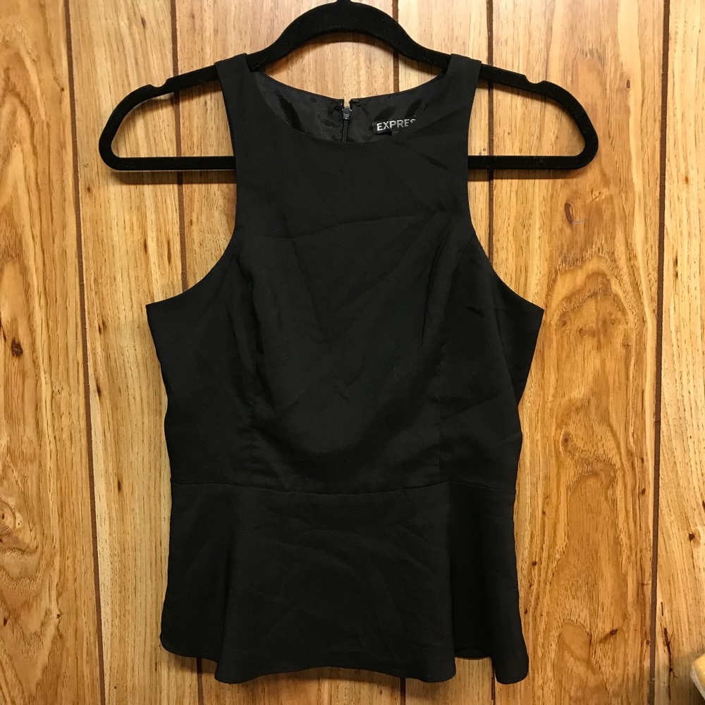 Black Dressy Lined Peplum Top